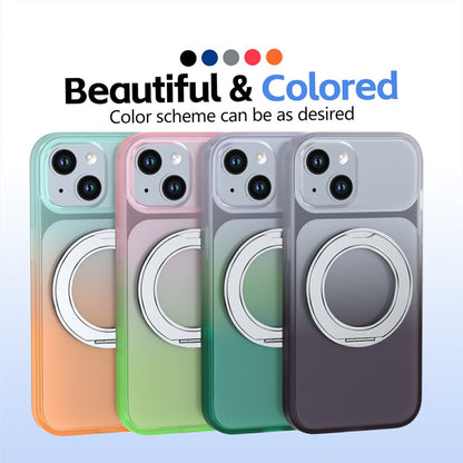 For iPhone 13  /  14 Magnetic Case Rotary Kickstand Gradient Color PC + TPU Phone Cover