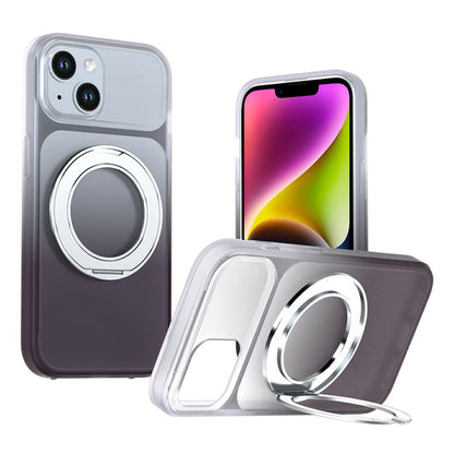 For iPhone 13  /  14 Magnetic Case Rotary Kickstand Gradient Color PC + TPU Phone Cover