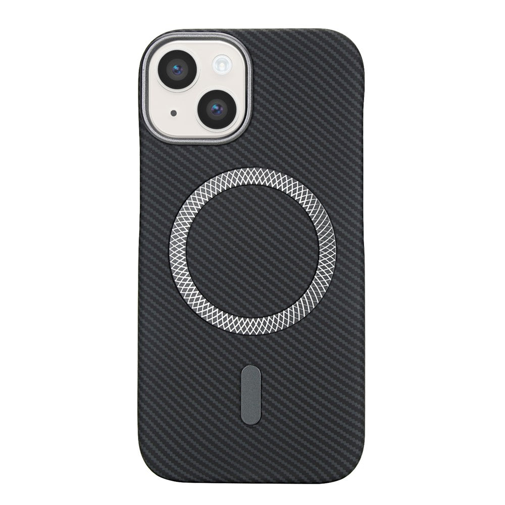 For iPhone 14  /  13 Magnetic Case Carbon Fiber Texture Leather + PC Phone Cover