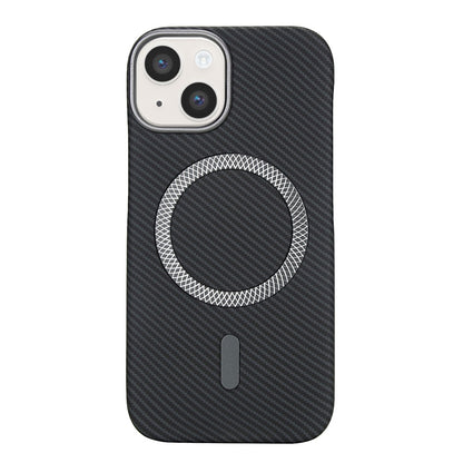 For iPhone 14  /  13 Magnetic Case Carbon Fiber Texture Leather + PC Phone Cover