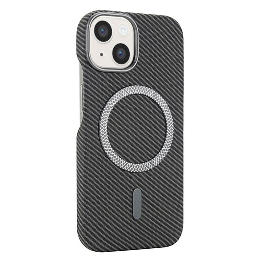 For iPhone 14  /  13 Magnetic Case Carbon Fiber Texture Leather + PC Phone Cover