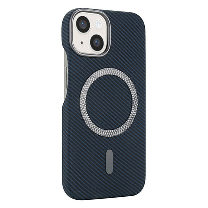 For iPhone 14  /  13 Magnetic Case Carbon Fiber Texture Leather + PC Phone Cover