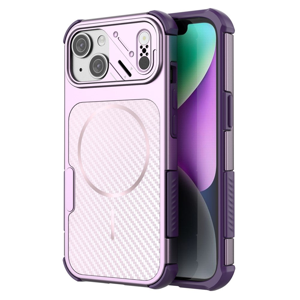 For iPhone 14 / 13 Magnetic Case Carbon Fiber Texture PC + TPU Corner Protection Phone Cover