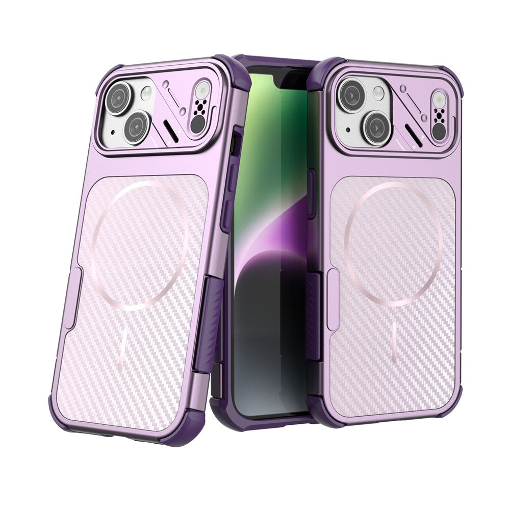 For iPhone 14 / 13 Magnetic Case Carbon Fiber Texture PC + TPU Corner Protection Phone Cover
