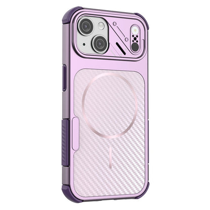For iPhone 14 / 13 Magnetic Case Carbon Fiber Texture PC + TPU Corner Protection Phone Cover