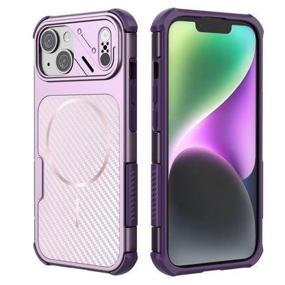 For iPhone 14 / 13 Magnetic Case Carbon Fiber Texture PC + TPU Corner Protection Phone Cover