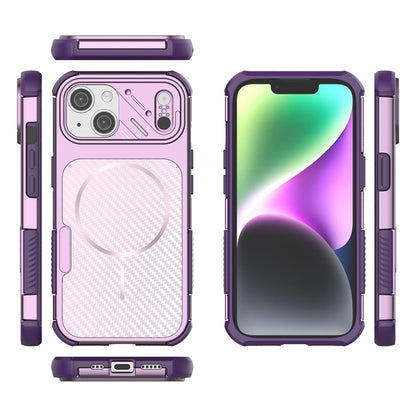 For iPhone 14 / 13 Magnetic Case Carbon Fiber Texture PC + TPU Corner Protection Phone Cover