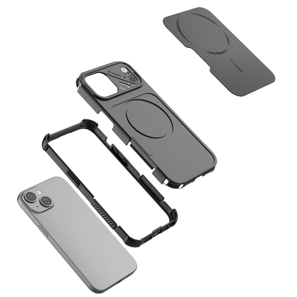 For iPhone 14 / 13 Magnetic Case Carbon Fiber Texture PC + TPU Corner Protection Phone Cover