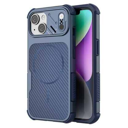 For iPhone 14 / 13 Magnetic Case Carbon Fiber Texture PC + TPU Corner Protection Phone Cover