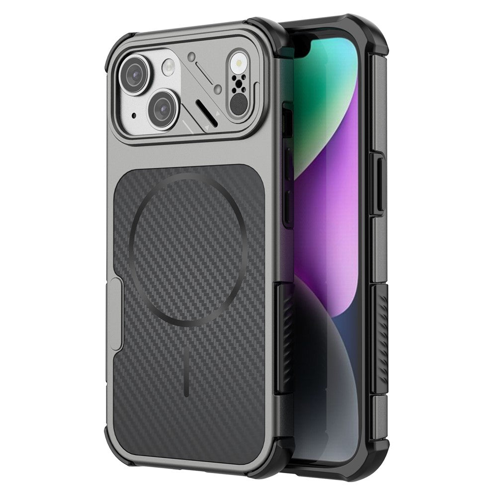 For iPhone 14 / 13 Magnetic Case Carbon Fiber Texture PC + TPU Corner Protection Phone Cover