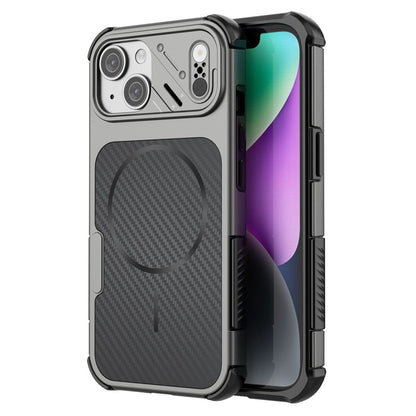 For iPhone 14 / 13 Magnetic Case Carbon Fiber Texture PC + TPU Corner Protection Phone Cover