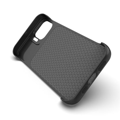 For iPhone 13  /  14 Magnetic Case with Lens Frame Kickstand Carbon Fiber Texture Hard PC Half-Wrapped Phone Cover