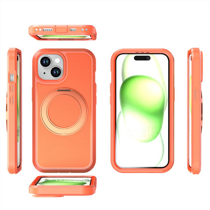 For iPhone 13  /  14 Magnetic Case Rotating Kickstand PC + TPU Anti-Drop Phone Cover