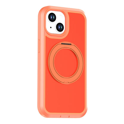 For iPhone 13  /  14 Magnetic Case Rotating Kickstand PC + TPU Anti-Drop Phone Cover