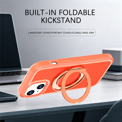 For iPhone 13  /  14 Magnetic Case Rotating Kickstand PC + TPU Anti-Drop Phone Cover