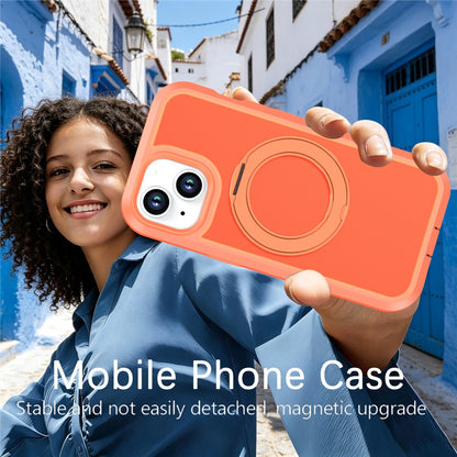 For iPhone 13  /  14 Magnetic Case Rotating Kickstand PC + TPU Anti-Drop Phone Cover