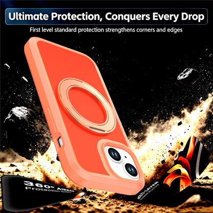 For iPhone 13  /  14 Magnetic Case Rotating Kickstand PC + TPU Anti-Drop Phone Cover