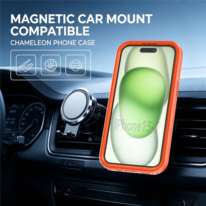 For iPhone 13  /  14 Magnetic Case Rotating Kickstand PC + TPU Anti-Drop Phone Cover