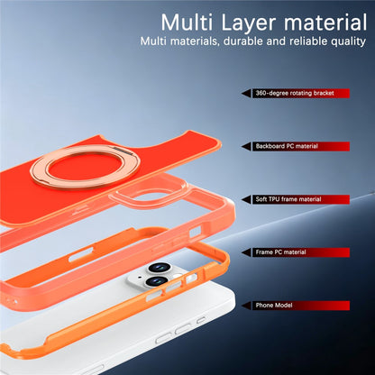 For iPhone 13  /  14 Magnetic Case Rotating Kickstand PC + TPU Anti-Drop Phone Cover