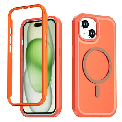 For iPhone 13  /  14 Magnetic Case Contrast Color PC + TPU Shockproof Phone Cover