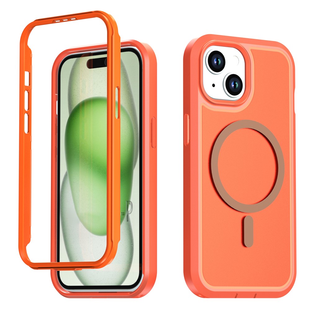 For iPhone 13  /  14 Magnetic Case Contrast Color PC + TPU Shockproof Phone Cover