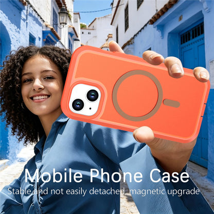 For iPhone 13  /  14 Magnetic Case Contrast Color PC + TPU Shockproof Phone Cover