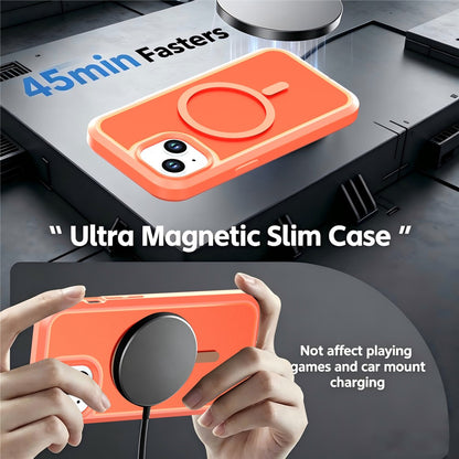 For iPhone 13  /  14 Magnetic Case Contrast Color PC + TPU Shockproof Phone Cover