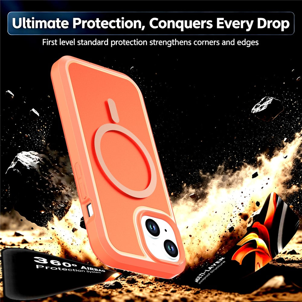 For iPhone 13  /  14 Magnetic Case Contrast Color PC + TPU Shockproof Phone Cover