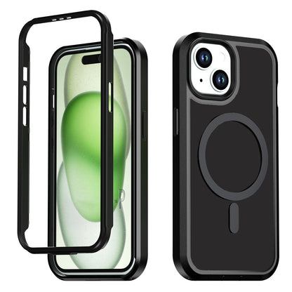 For iPhone 13  /  14 Magnetic Case Contrast Color PC + TPU Shockproof Phone Cover