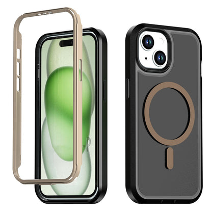 For iPhone 13  /  14 Magnetic Case Contrast Color PC + TPU Shockproof Phone Cover
