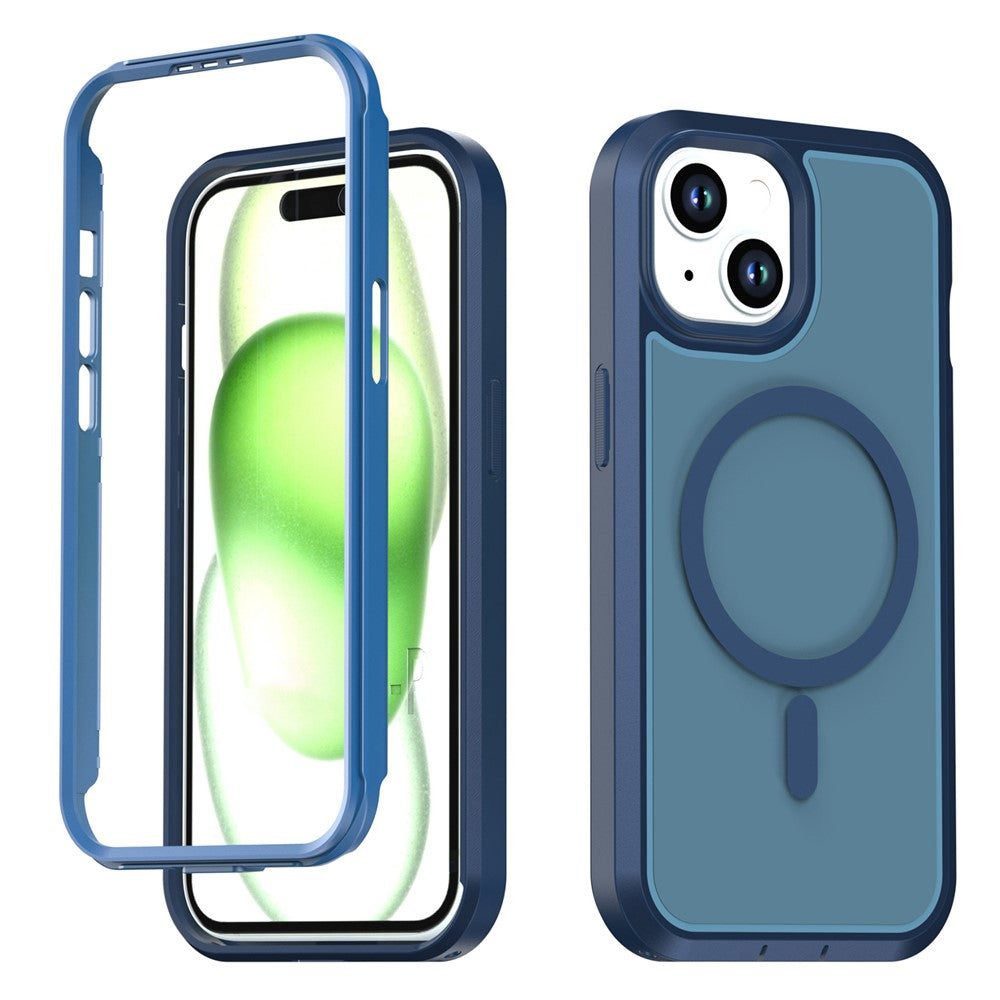 For iPhone 13  /  14 Magnetic Case Contrast Color PC + TPU Shockproof Phone Cover