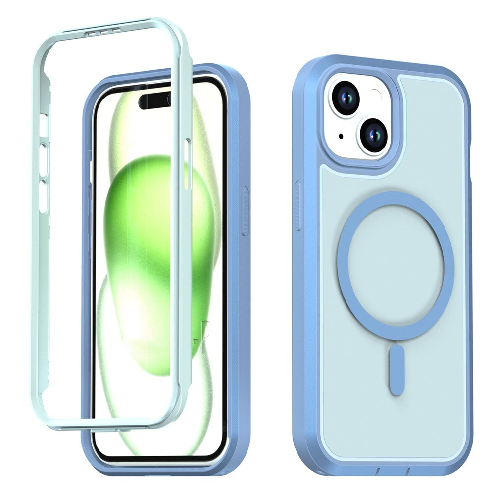 For iPhone 13  /  14 Magnetic Case Contrast Color PC + TPU Shockproof Phone Cover