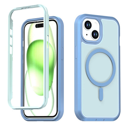 For iPhone 13  /  14 Magnetic Case Contrast Color PC + TPU Shockproof Phone Cover