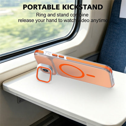 For iPhone 14  /  13 Magnetic Case Camera Frame Kickstand TPU Acrylic Shockproof Phone Cover