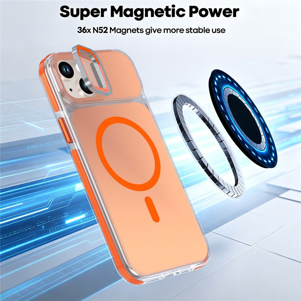 For iPhone 14  /  13 Magnetic Case Camera Frame Kickstand TPU Acrylic Shockproof Phone Cover