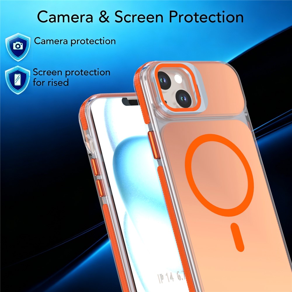 For iPhone 14  /  13 Magnetic Case Camera Frame Kickstand TPU Acrylic Shockproof Phone Cover