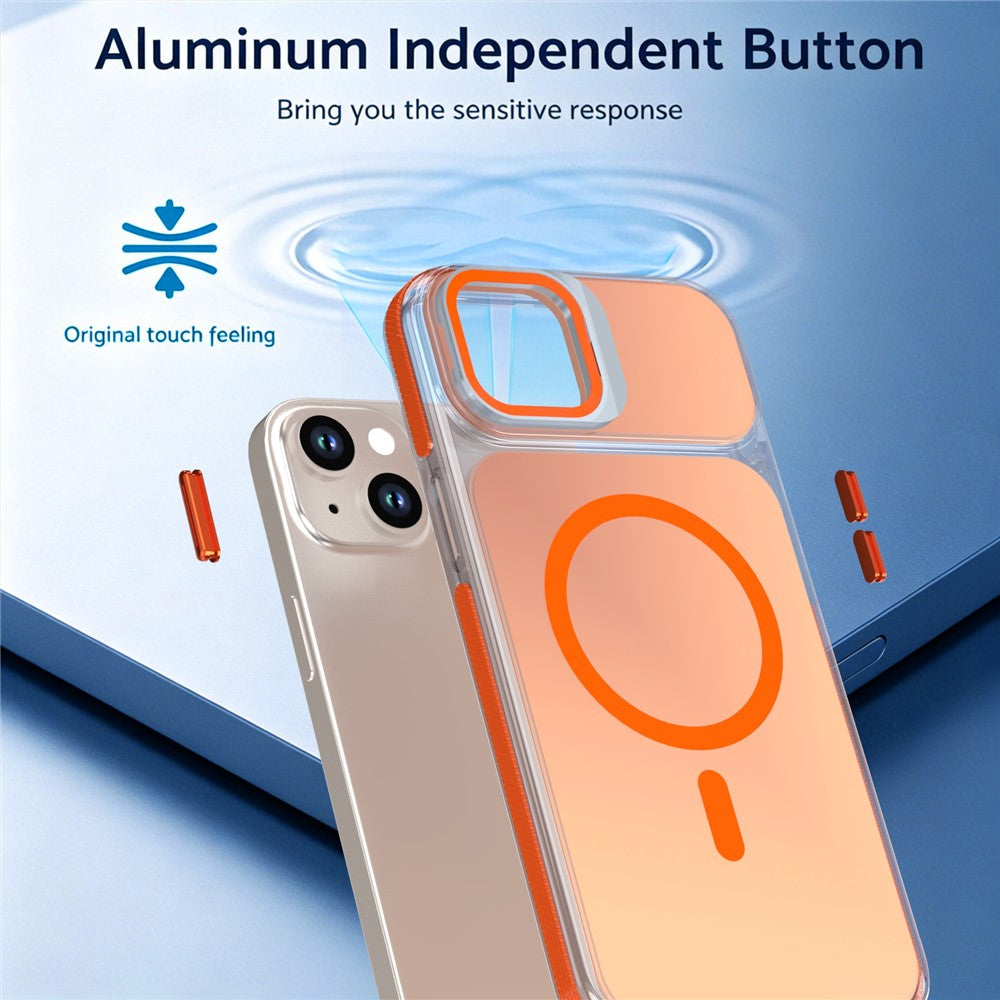 For iPhone 14  /  13 Magnetic Case Camera Frame Kickstand TPU Acrylic Shockproof Phone Cover