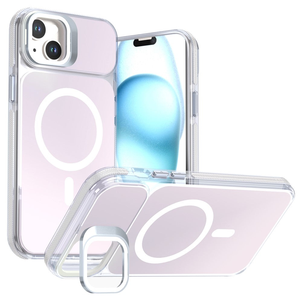 For iPhone 14  /  13 Magnetic Case Camera Frame Kickstand TPU Acrylic Shockproof Phone Cover
