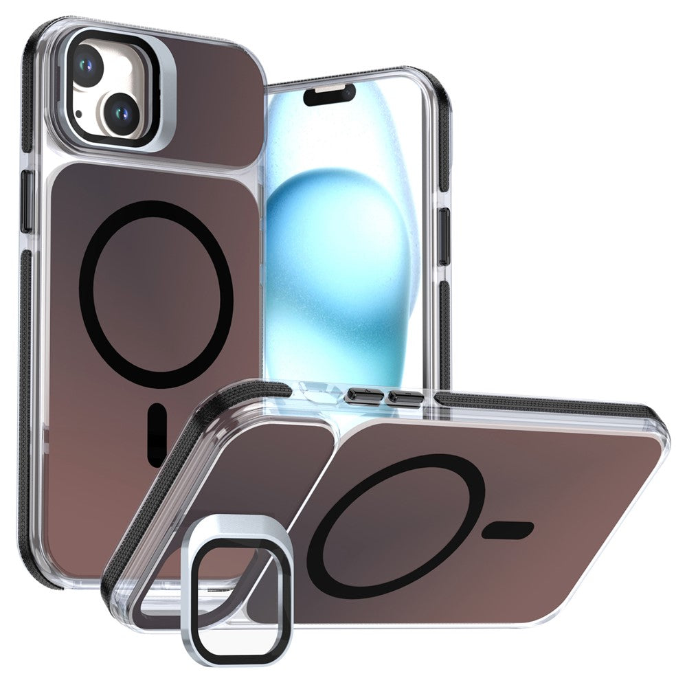 For iPhone 14  /  13 Magnetic Case Camera Frame Kickstand TPU Acrylic Shockproof Phone Cover