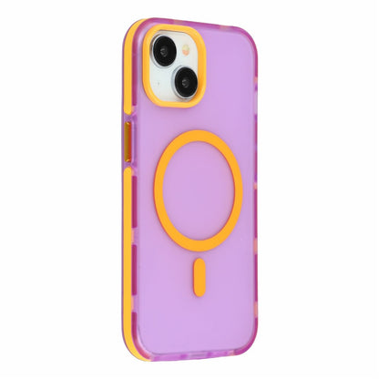 For iPhone 14 / 13 Magnetic Case PC + TPU Dual-Layer Shockproof Anti-Slip Phone Cover with Metal Buttons