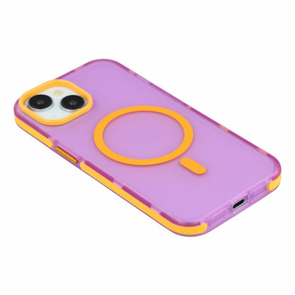 For iPhone 14 / 13 Magnetic Case PC + TPU Dual-Layer Shockproof Anti-Slip Phone Cover with Metal Buttons