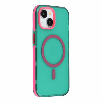 For iPhone 14 / 13 Magnetic Case PC + TPU Dual-Layer Shockproof Anti-Slip Phone Cover with Metal Buttons