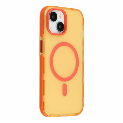 For iPhone 14 / 13 Magnetic Case PC + TPU Dual-Layer Shockproof Anti-Slip Phone Cover with Metal Buttons