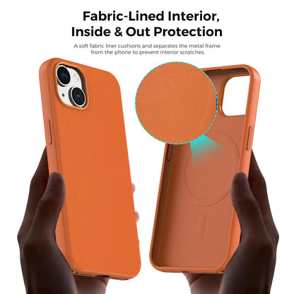 For iPhone 13  /  14 Magnetic Case Tech Fabric Coated TPU + PC Anti-Drop Phone Cover