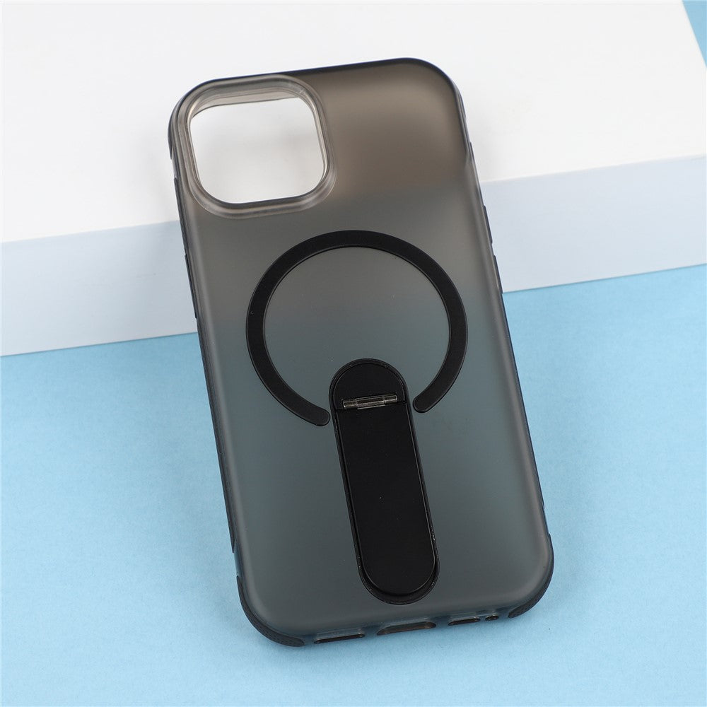 For iPhone 14  /  13 Magnetic Case Foldable Kickstand PC + TPU Shockproof Anti-Slip Phone Cover