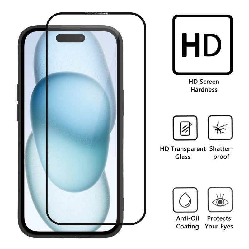 WANLONFENG for iPhone 14 BT Series Case Sliding Lens Cover Kickstand PC + TPU Phone Cover with 2Pcs Tempered Glass Film