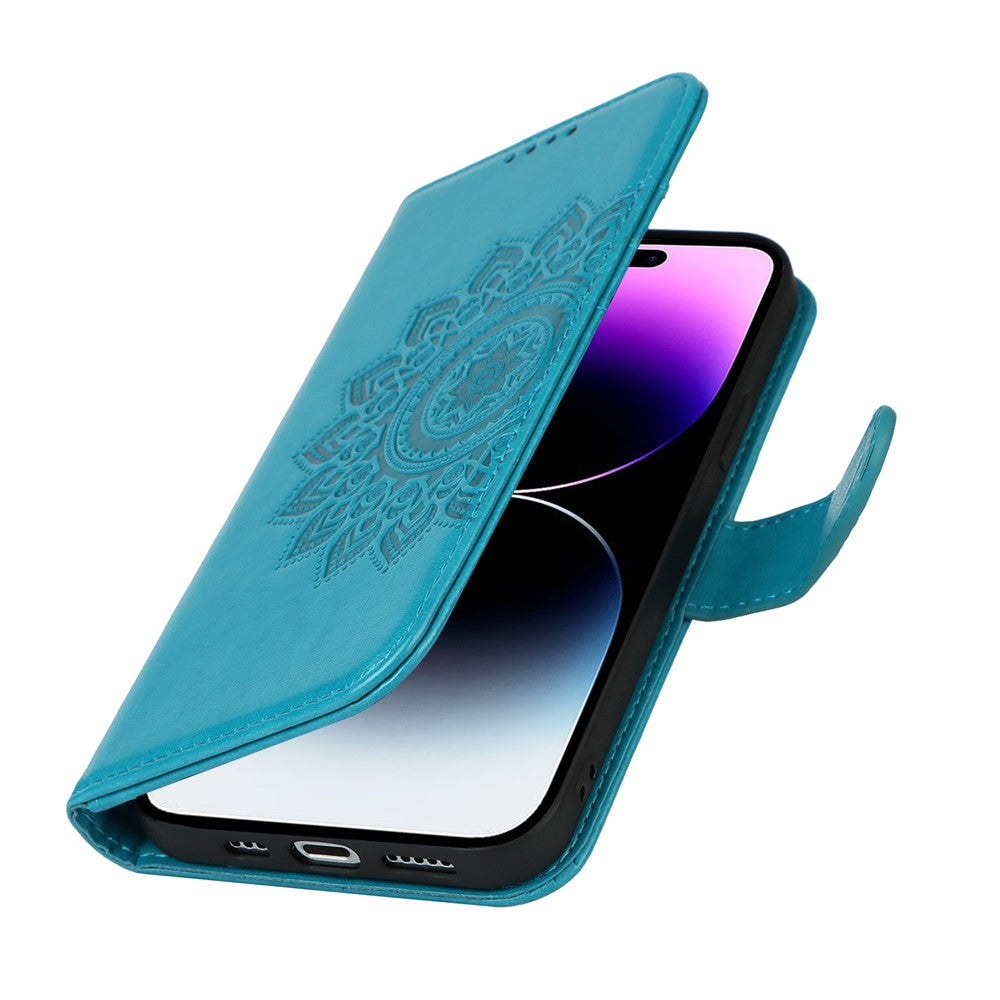 For iPhone 14 Pro Max R61 Texture Felled Seam PU Leather + TPU Hands-free Stand Phone Case Pattern Imprinted Wallet Cover