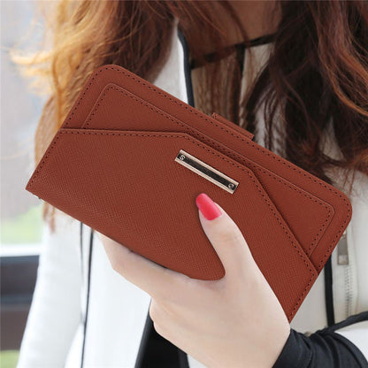 Anti-fall Phone Cover For iPhone 14 Pro Max Cross Texture PU Leather Flip Phone Case Stand Wallet with Inside Makeup Mirror and Shoulder Strap
