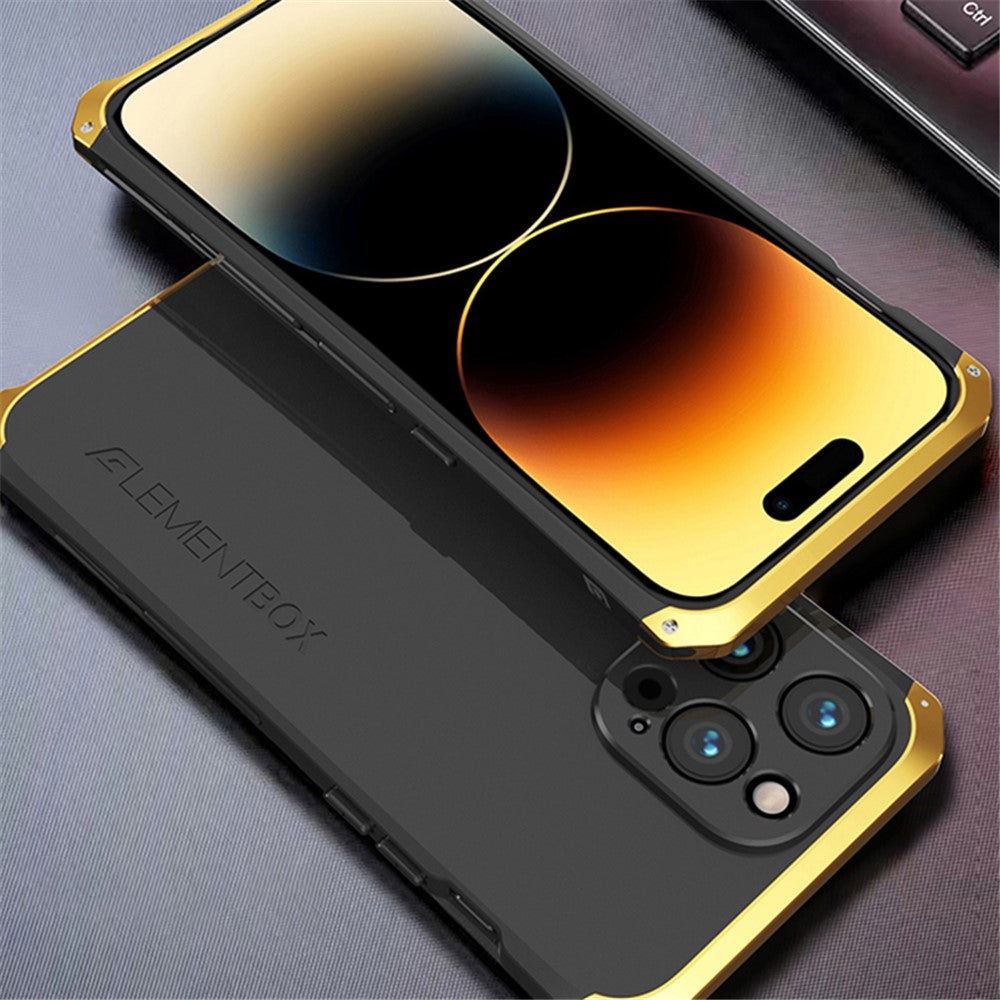 ELEMENT BOX For iPhone 14 Pro Max 3-Piece Design Hard PC Back Cover Metal Frame Shockproof Phone Case