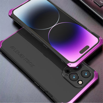 ELEMENT BOX For iPhone 14 Pro Max 3-Piece Design Hard PC Back Cover Metal Frame Shockproof Phone Case